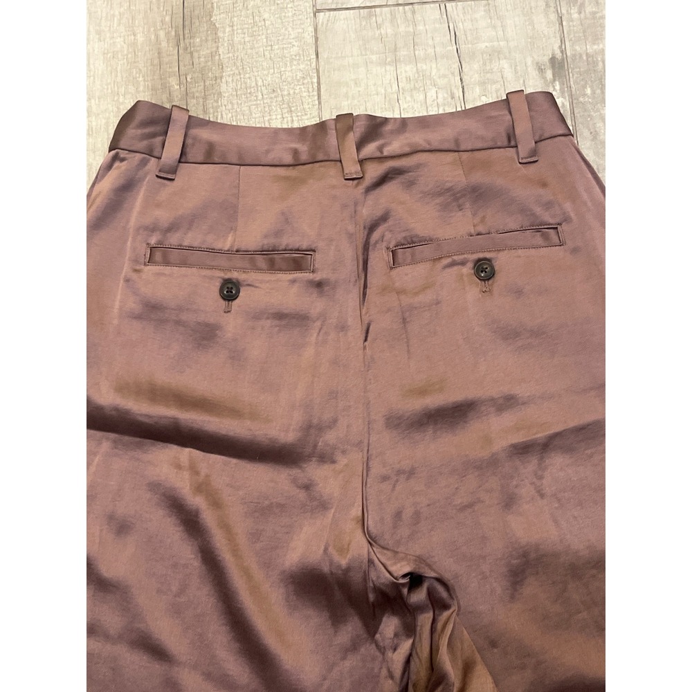 Madewell The Harlow Wide-Leg Pant Satin Pleated High Rise Brown CKP481060350 4 - Picture 12 of 12